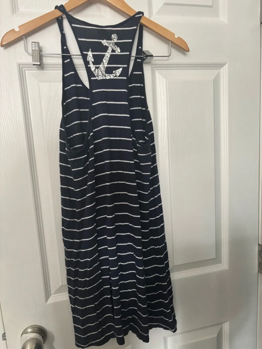 Xhilaration Navy & White Striped Racerback Midi Dress - Picture 2 of 3